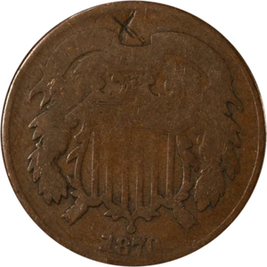 1870 Two (2) Cent Piece - Scratches Great Deals From The Executive Coin Company - Picture 1 of 2