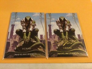 #45 Lizard 2020 Marvel Masterpieces Upper Deck #/1499 Base Set & Gold Sig 