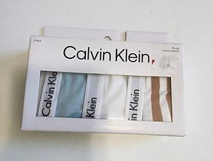 Calvin Klein Carousel Thong Panty Underwear 3 Pack Multi QD3587 Sz M - NWT - Picture 1 of 1