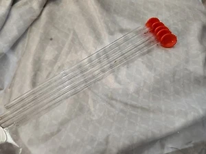 (5) Vintage Hand blown Glass Swizzle Stir Stick Straws Cocktails Barware Red - Picture 1 of 4