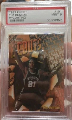 PSA 9 1997 Finest Tim Duncan Refractor Rookie RC Debuts No.101 - Image 1 of 4