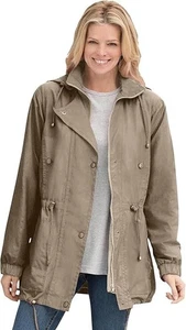 NWOT Bark Woman Within Fleece-Lined Taslon Anorak Coat Size 1X (22/24) - Picture 1 of 1