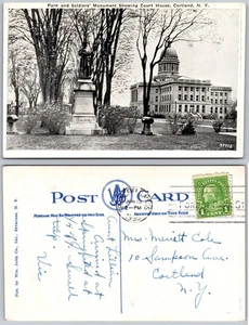 Park Soldaten Denkmal Hofhaus Cortland NY Postkarte - Bild 1 von 1