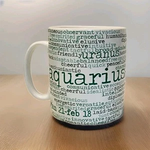 Enorme Acquario Oroscopo Tratti Personali Parole Verdi Tazza Porcellana Caffè Cacao - Foto 1 di 5