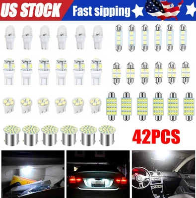 42 шт светодиодных лампочек для подсветки салона автомобиля купола двери багажника номерного знака белые - Изображение 1 из 4