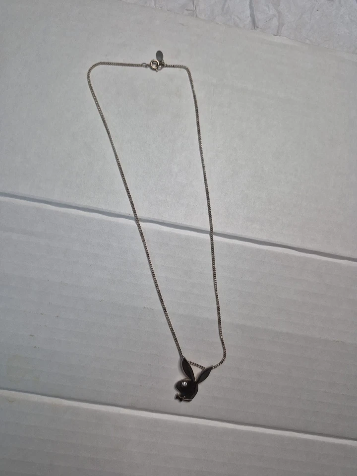 Y2k  Official Playboy Bunny Head Charm Necklace , Rhinestone Eye - Image 1 of 4