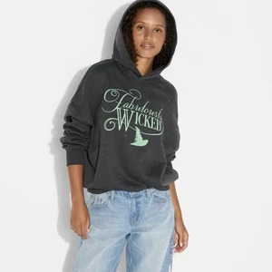 NUOVO Wicked Felpa con Cappuccio Fabulousy Wicked Donna Small Nero Abbagliato - Foto 1 di 3