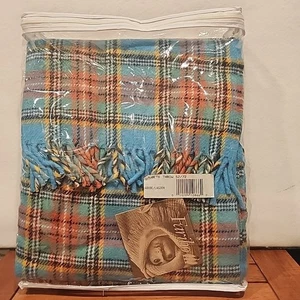 "Manta Macbeth Faribo 100 % lana 52x72"" con flecos Adobe Lagoon nueva con etiquetas" - Imagen 1 de 5