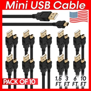 10 Pack Mini USB Cable A to B USB Cord Data Charge MP3 Dash Cam Arduino Cable - Picture 1 of 9