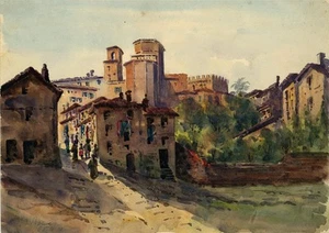 Arthur Herbert Hussey (1863-1923) Watercolour Painting Siena Italy 1910 - Picture 1 of 3
