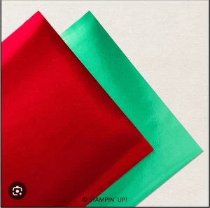 Stampin' Up! 12 x 12 Red & Green Foil Sheets 2 Packs New Christmas  - Picture 1 of 3