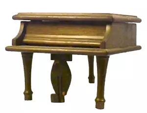 Grand Piano Music Box Trinket Works Viennese Waltz Gold Flower Decals Vintage - Picture 1 of 10
