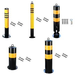 Steel Pipe Parking Barrier Bollard Post Accessory Yellow and Black Versatile for - Picture 1 of 23