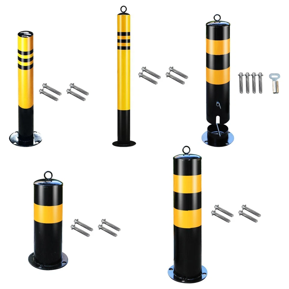 Steel Pipe Parking Barrier Bollard Post Accessory Yellow and Black Versatile for - Image 1 of 1