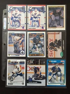 LOT OF NINE (9) CURTIS JOSEPH TRADING CARDS in PROTECTIVE PAGE - Picture 1 of 8