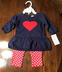 NWT Carters Baby Girl First Valentines Day Outfit Sweater Leggings 3 Month - Picture 1 of 4