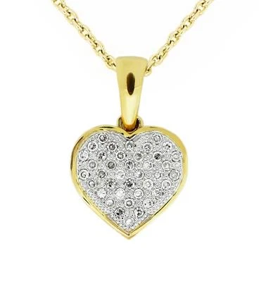 Кулон в виде сердца из 10-каратного желтого золота с бриллиантами 0,10 карата - Изображение 1 из 3