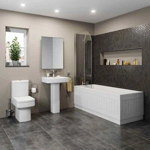Bathroom Suite Toilet Basin Sink Full Pedestal 1700 Single Ended Bath Modern - Picture 1 of 16