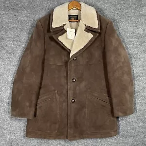VINTAGE 60s Casualcraft Heavy Coat Size 42 Jacket Brushed Cotton Suede Western - Picture 1 of 24