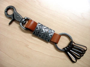 Leather Hanging Belt Loop Key Clip Chain Fob Multiple Hooks - Picture 1 of 4
