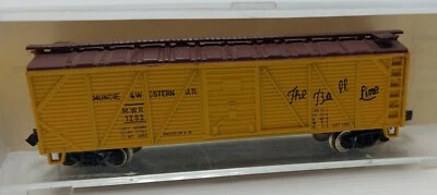 atlas N SCALE: MUNCIE & WESTERN RR MWR #1293 THE BALL LINE BoxCar Vintage YELLOW - Image 1 of 3