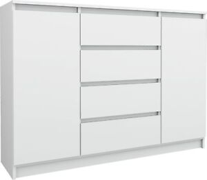 Kommode mit 4 Schubladen 2 Schränke 140cm Klamotenschrank Sideboard Anrichte hol