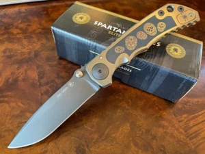 Spartan Blades Knife Harsey Folder S45VN Exclusive Black Sugar Skulls DEMO