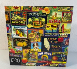 2020 Cardinal Vintage Fruit Labels Colorful 1000 Piece Puzzle New - Picture 1 of 6