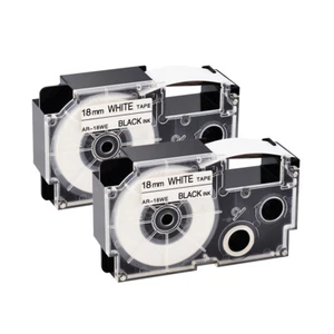 2 PK Compatible for Casio XR-18WE Black on White Label Tape for EZ Printer 18mm - Picture 1 of 7