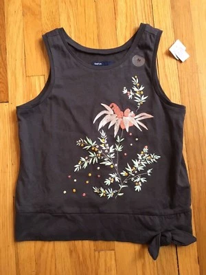 NUEVA Camisa Niñas Sin Mangas GAP Mediana 8 Flores Bordadas Foto 1 de 4
