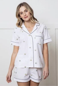 PrintFresh QUEEN BEE Short Sleep Set Pyjama XL Anthropologie Stickerei - Bild 1 von 12