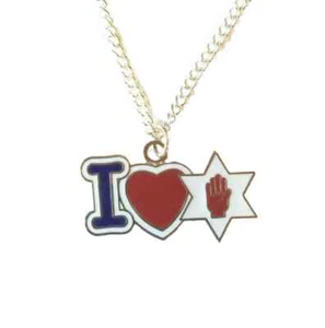 Ireland Irish I Love Red Hand of Ulster Pendant, Chain and Organza Pouch K082P - Picture 1 of 2