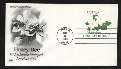 #U599 15c Honey Bee Stamped Envelope -ArtCraft FDC - Image 1 of 2