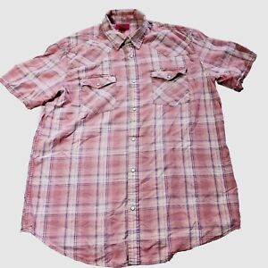 Foundry Pearl Snap Shirt Mens XLT Tall Peach Pink Short Sleeve Button Down