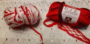 LOT 2 Specialty Red crochet yarns,Starbella Cinnamon Candy and 1 red & white - Picture 1 of 3