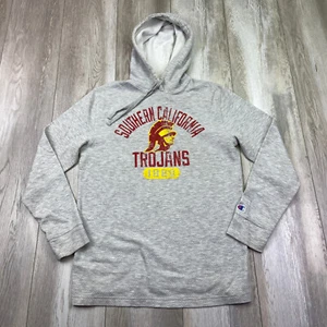 Champion USC Trojans Hoodie Sweatshirt Womens Medium Gray Drawstring Center Logo - Picture 1 of 13