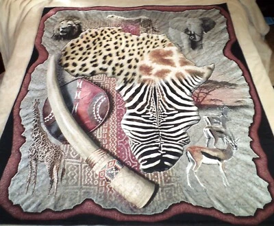 Fine Art Tapestries USA African Wall Hanging 100% Cotton  52x46-3/4 Inch Lined Foto 1 de 4