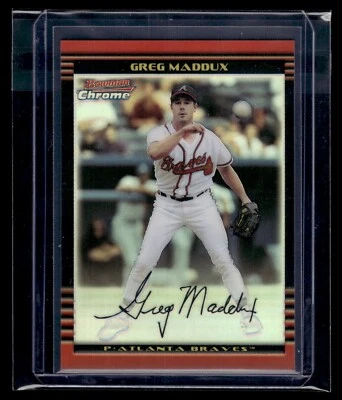2002 Bowman Chrome Refractor #35 Greg Maddux /500 Braves HOF - Image 1 of 2