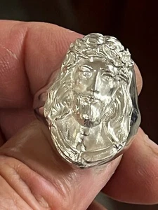Großer Jesuskopf Hohlring 17 g Sterling Silber 925 - Bild 1 von 9