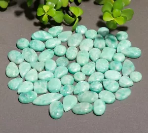 61 Pc 559 Cts Natural Amazonite Loose Cabochon Gemstone Lot 13X18-26X13mm #12508 - Picture 1 of 8