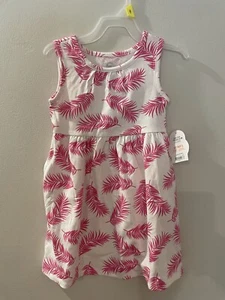 NWT Wonder Nation Toddler Girl Dress Sz 3T Pink White Feather Pockets Slvless - Picture 1 of 5