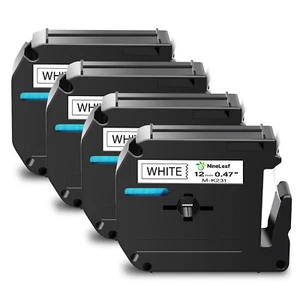 4PK Fits Brother P-Touch Label Maker Black on White M-K231 M231 Tape 1/2" - Picture 1 of 12