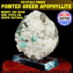 282g Natural Green Apophyllite Crystals w/ Mordenite Matrix Minerals Specimen - Picture 1 of 9