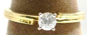 Ladies 14K SOLID yellow GOLD Diamond .33ct H1 Round Engagement wedding Ring VTG - Picture 1 of 8