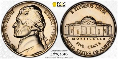 Jefferson Nickel 1956 5C prueba graduación profesional PR 67 - DDO FS-102 Foto 1 de 3