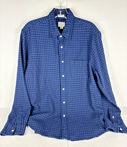 J. Crew Men NWT Indigo Dyed Blue Check Collard Classic Button-Down Shirt SZ M - Picture 1 of 11