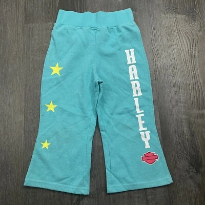 Pantalones deportivos Harley Davidson para niñas verde azulado acampanados estampados talla 7/8 Foto 1 de 4