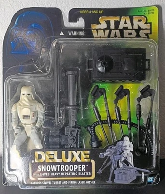 Figura de acción Star Wars Deluxe Snowtrooper con E-Web Heavy Repetition Blaster Foto 1 de 4