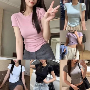 Women's Short Sleeve T Shirt Casual Slim Fit Basic Tops for Daily Wear - Picture 1 of 24