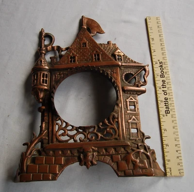 Regent Mfg Co Chicago Cast Iron Mantel Clock Castle House ~ Frame Only - Image 1 of 4